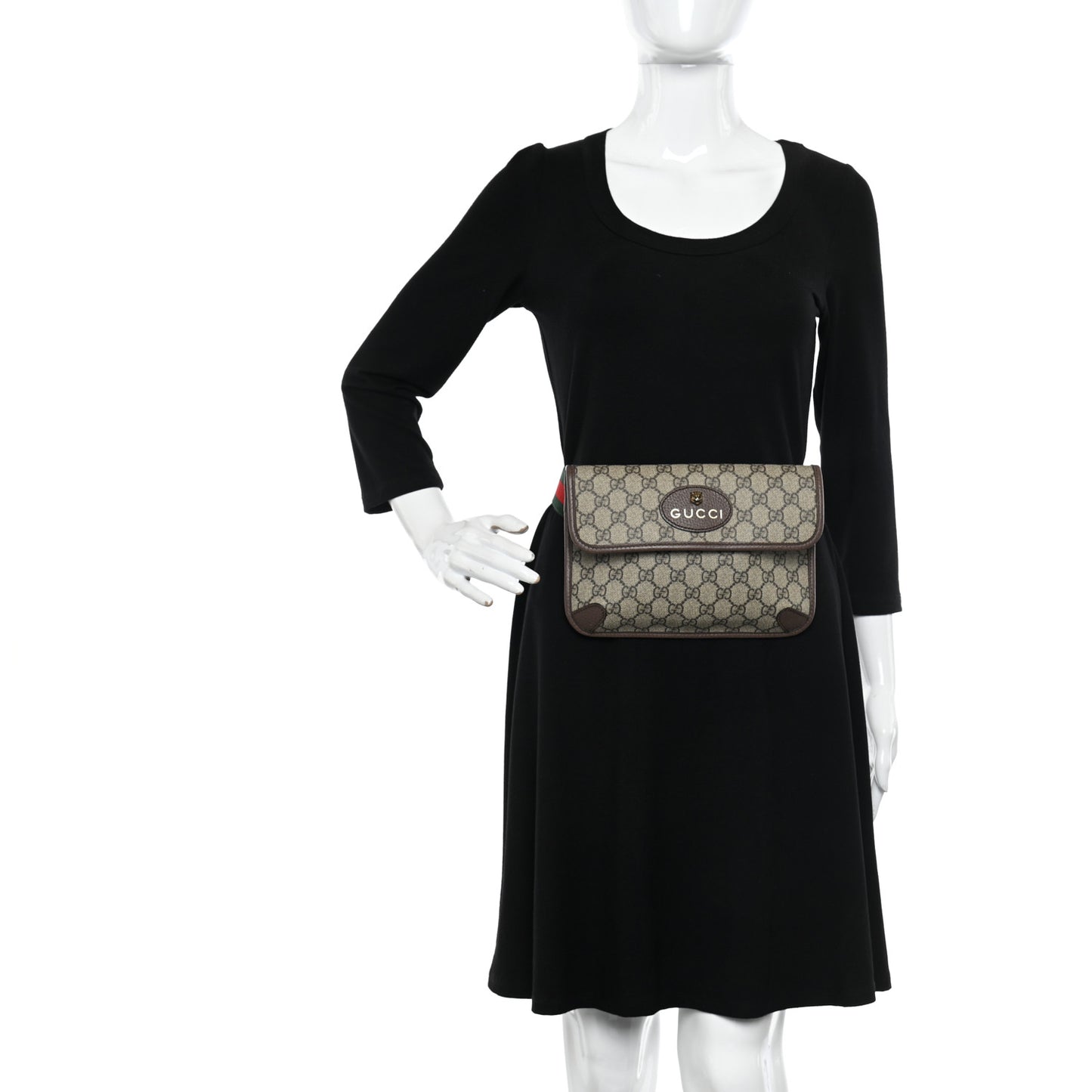 GG Supreme Monogram Neo Vintage Web Belt Bag Brown