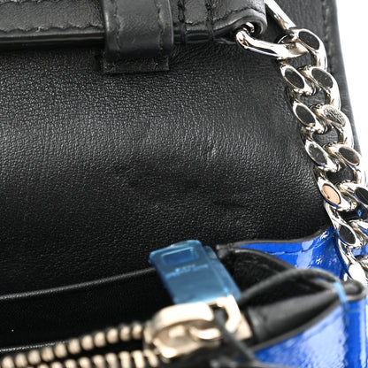 Saint Laurent Patent Grain De Poudre Matelasse Chevron Monogram Chain Wallet Blue Majorelle 14 of 16