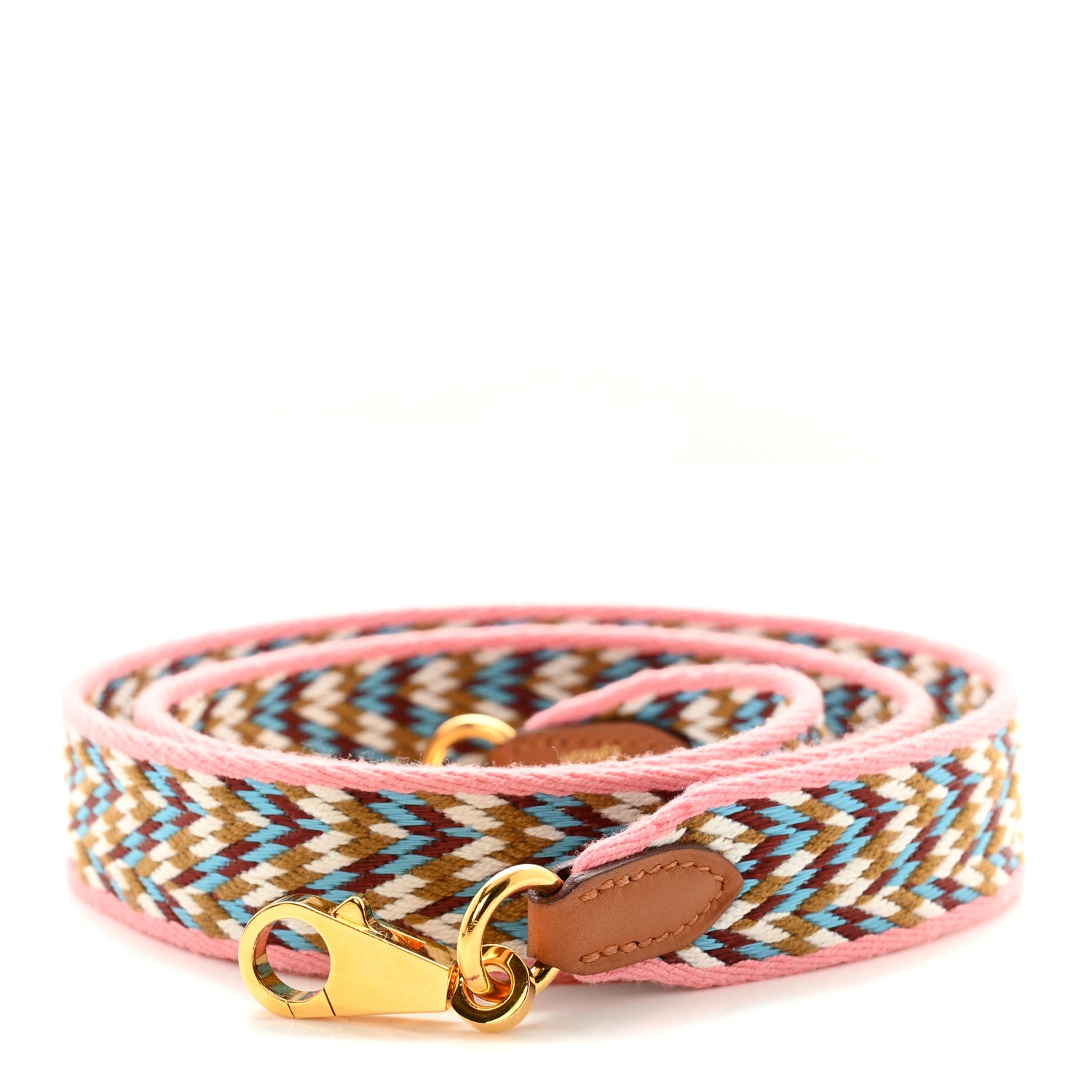 Hermes Toile Swift 25mm Sangle Cavale Shoulder Strap Rose d'Ete White Gold 1 of 6