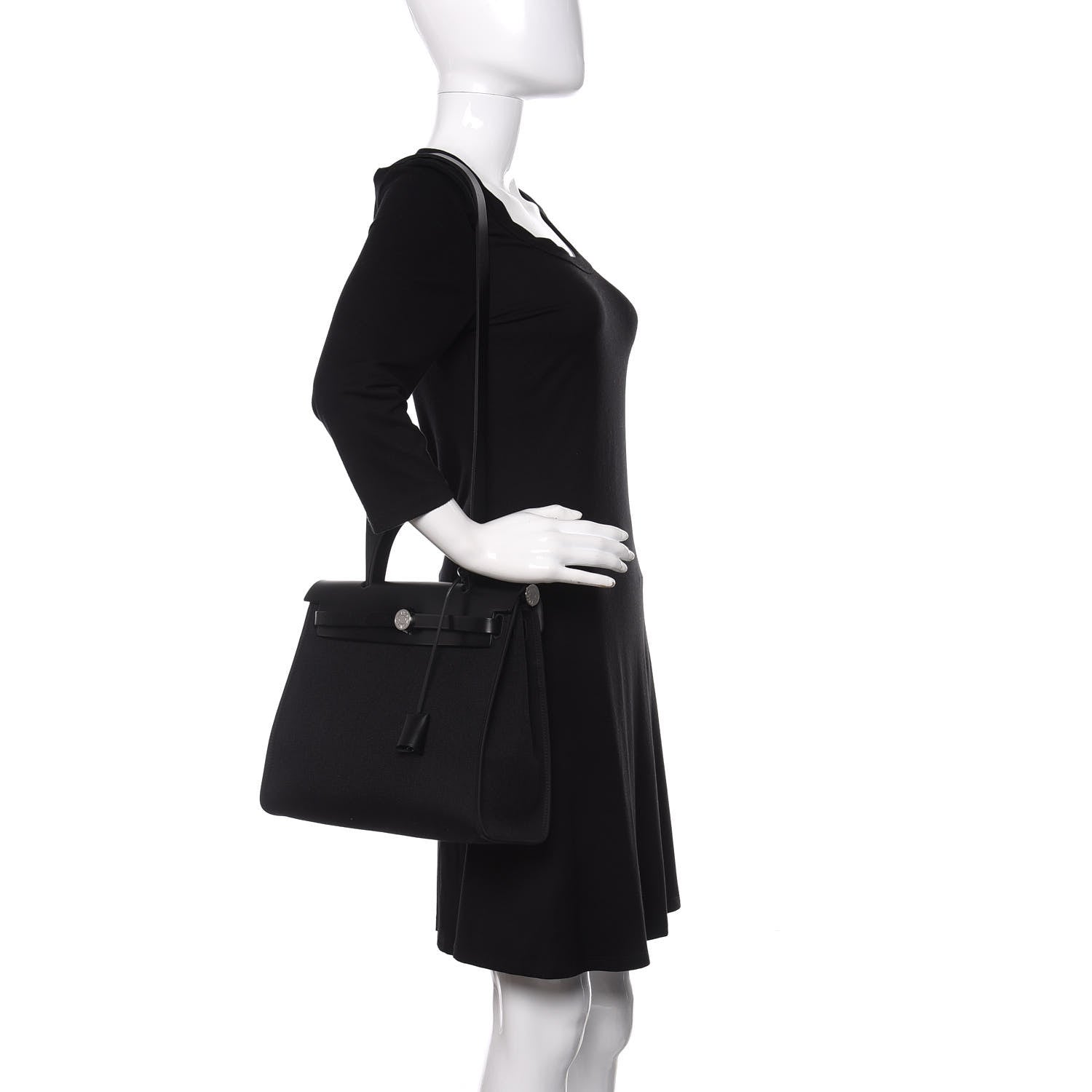 Hermes Military Toile Vache Hunter Herbag Zip PM 31 Black 2 of 11