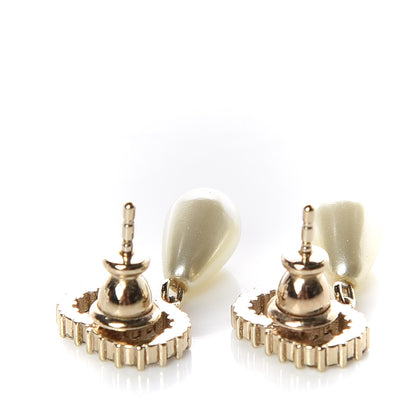 Christian Dior Pearl Crystal CD Drop Earrings Gold 3 of 6