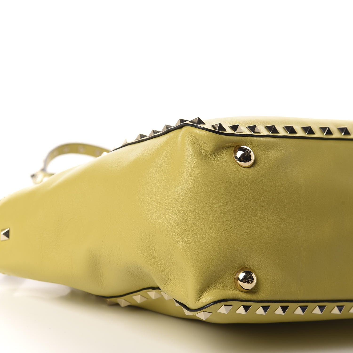 Valentino Garavani Vitello Small Rockstud Tote Yellow 6 of 9