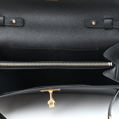 Hermes Epsom Matte Alligator Touch Kelly Wallet To Go Black 5 of 9