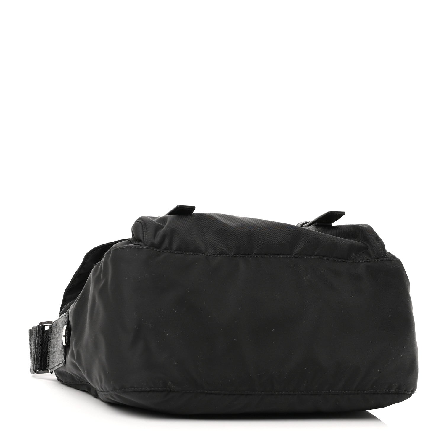 Prada Re-Nylon Vela Saffiano Pocket Double Buckle Messenger Shoulder Bag Black 3 of 8