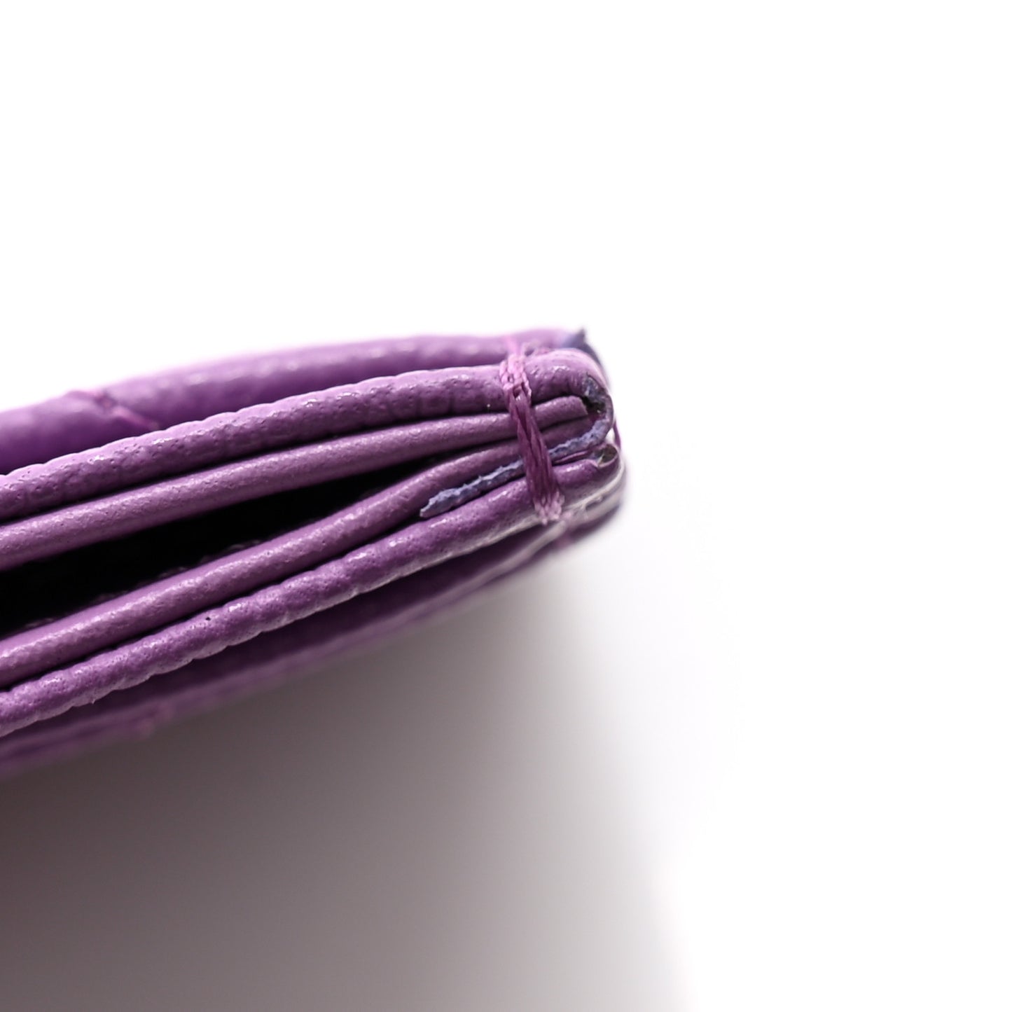 Caviar Quilted Card Holder Purple