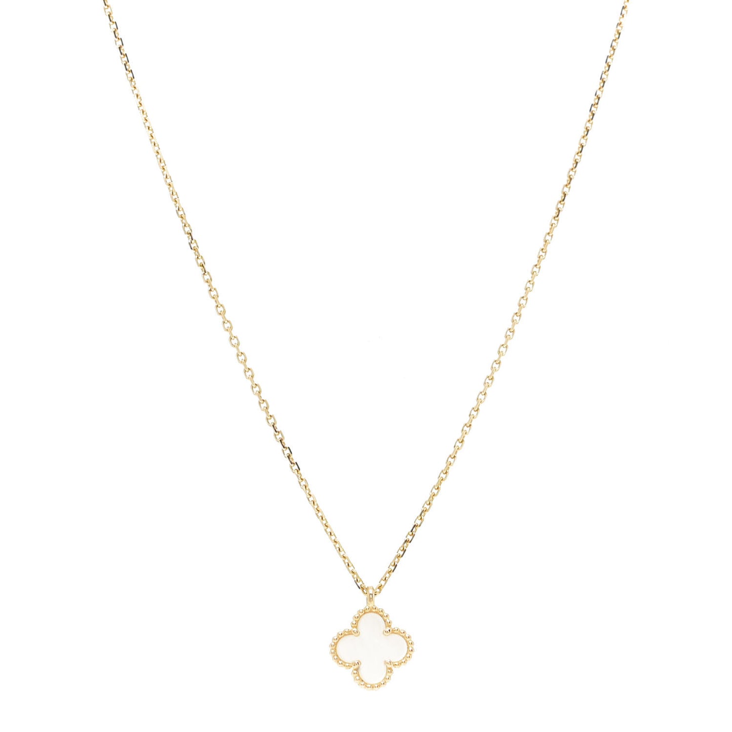 18K Yellow Gold Mother of Pearl Sweet Alhambra Pendant Necklace