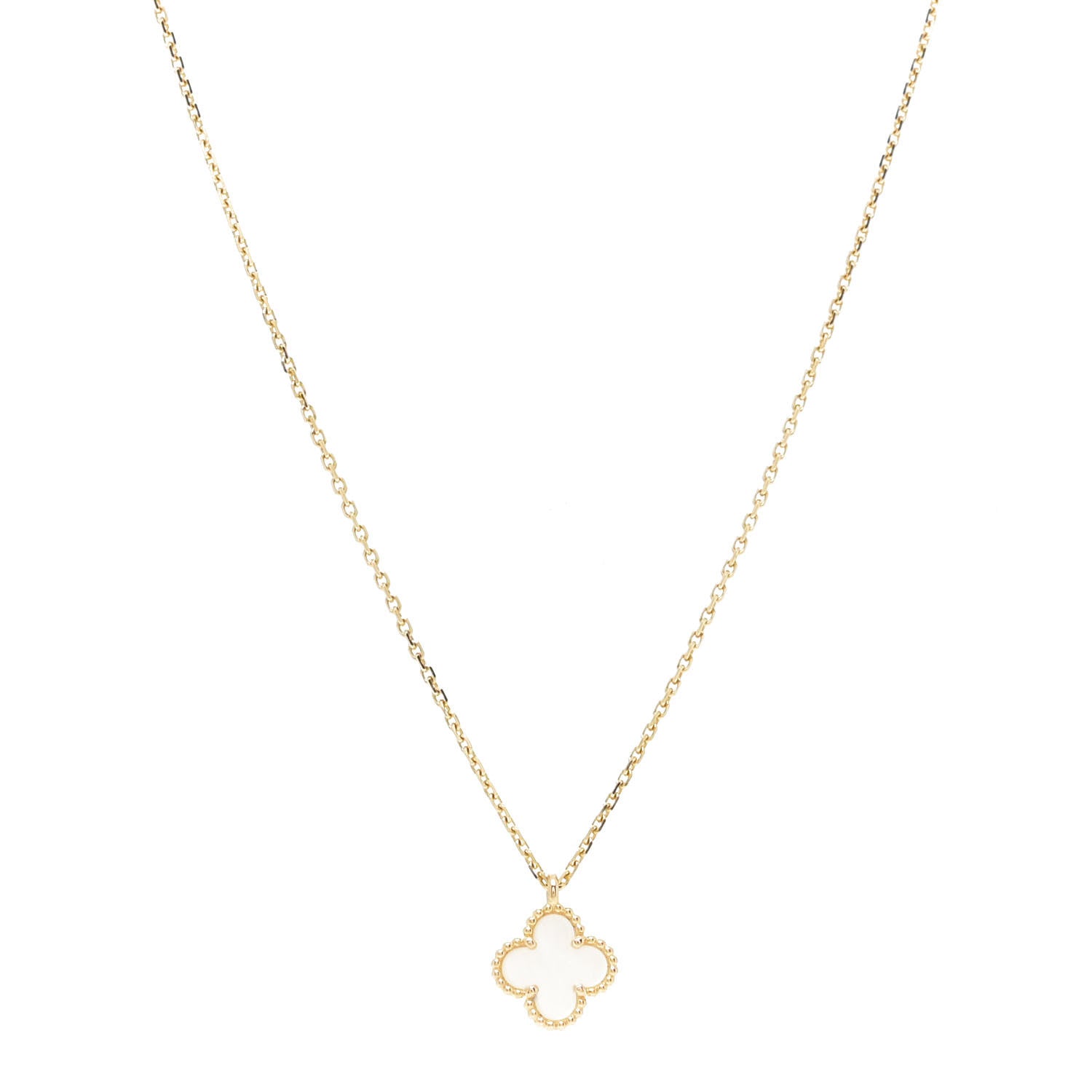 Van Cleef & Arpels 18K Yellow Gold Mother of Pearl Sweet Alhambra Pendant Necklace 1 of 6
