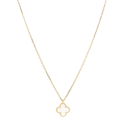 Van Cleef & Arpels 18K Yellow Gold Mother of Pearl Sweet Alhambra Pendant Necklace 1 of 6