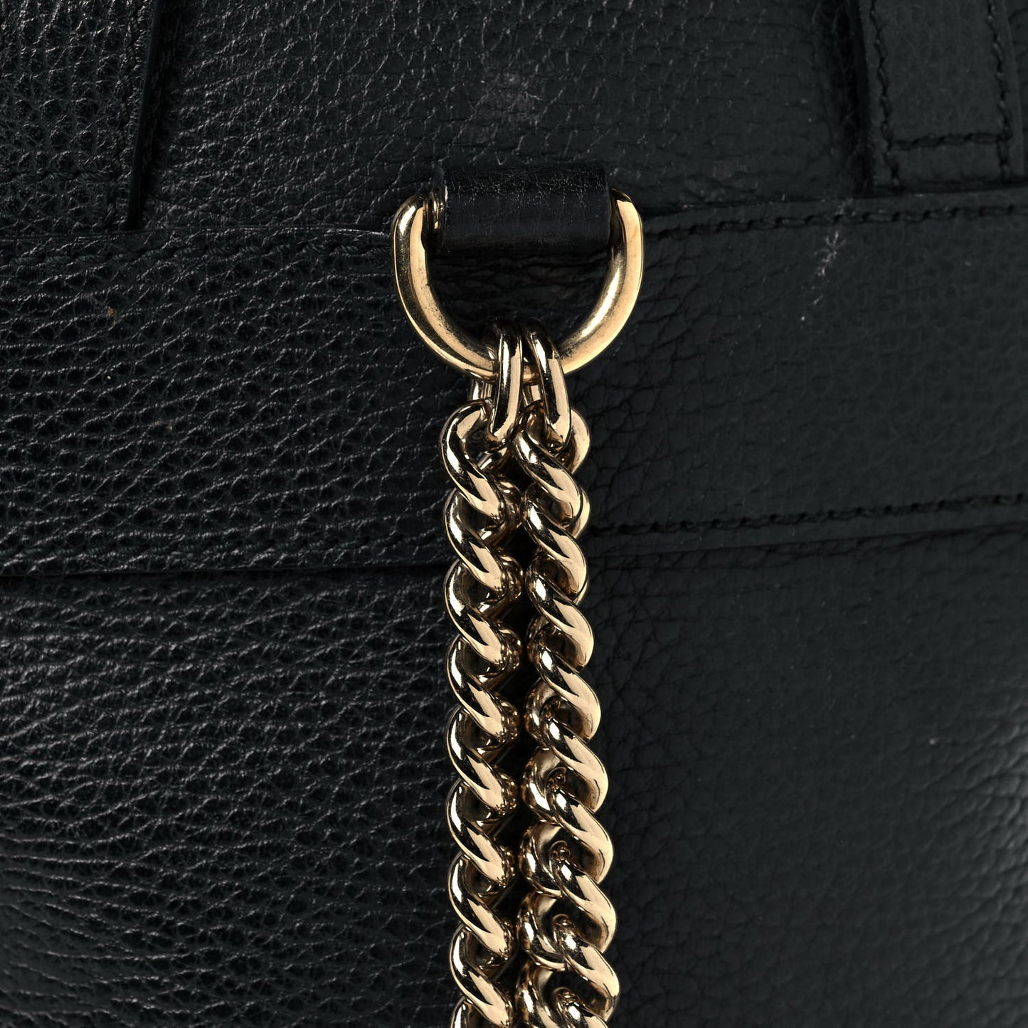 Pebbled Calfskin Soho Chain Backpack Black