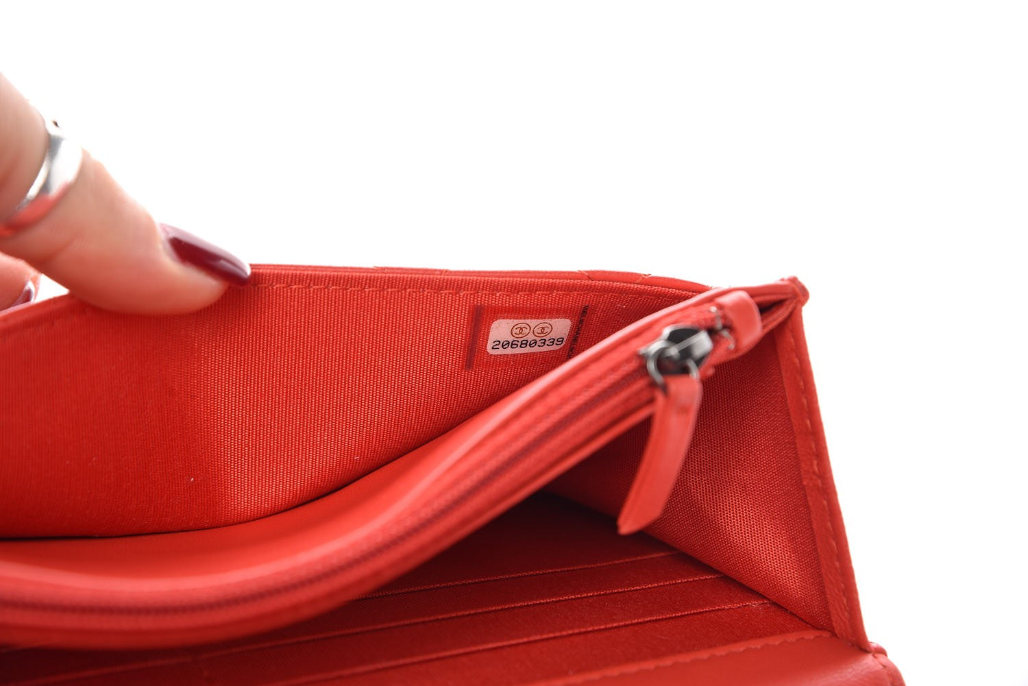 Chanel Lambskin Quilted Boy Wallet On Chain WOC Red 7 of 13