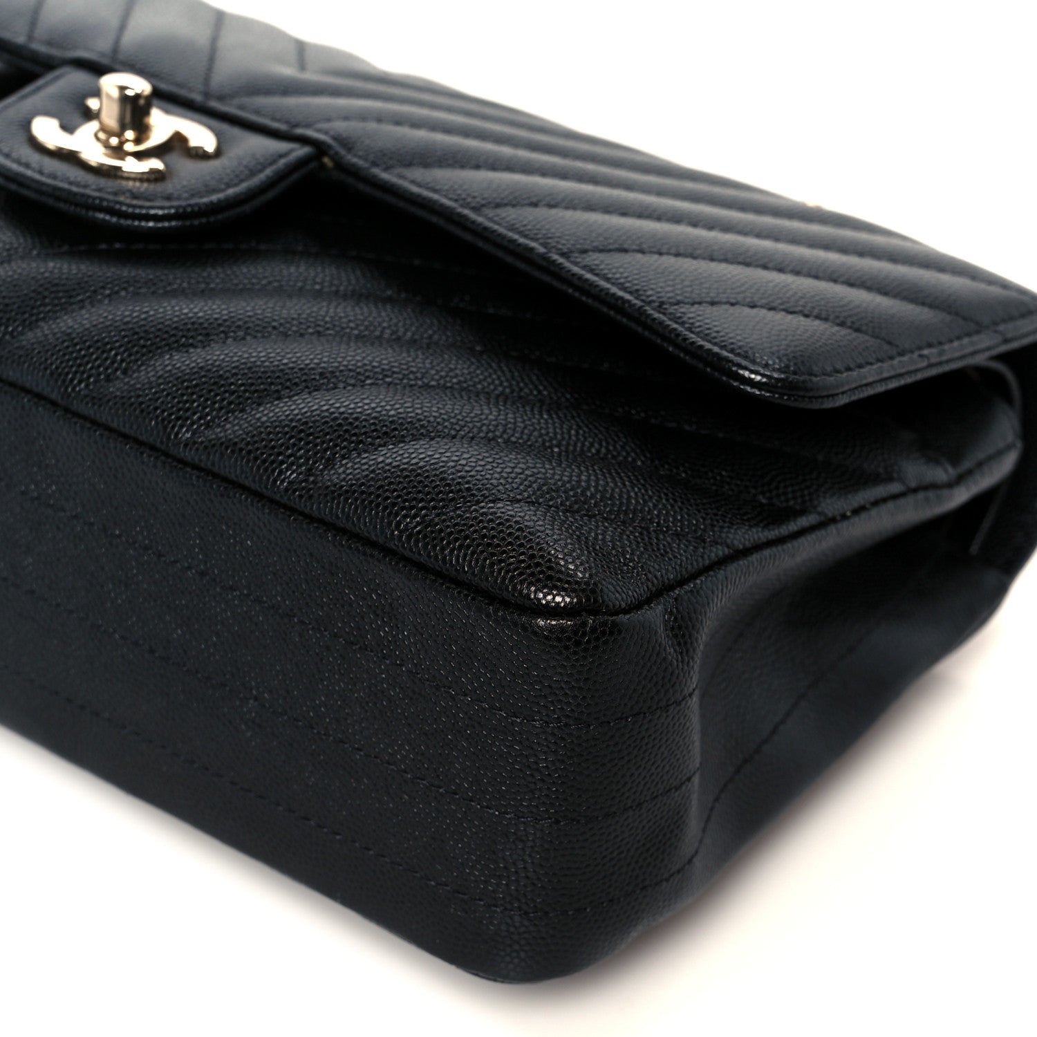 Chanel Caviar Chevron Quilted Medium Double Flap Black 11 of 11