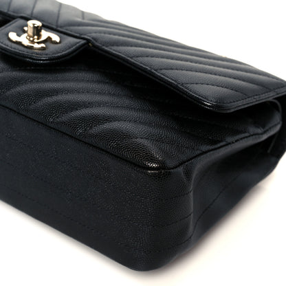 Chanel Caviar Chevron Quilted Medium Double Flap Black 11 of 11
