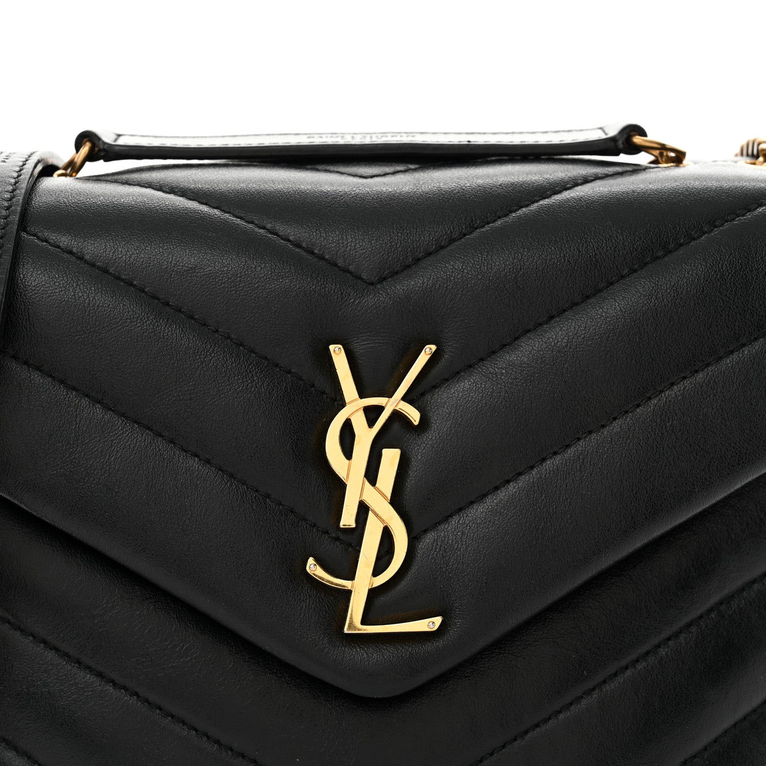 Saint Laurent Calfskin Y Quilted Monogram Small Loulou Chain Satchel Black 8 of 11