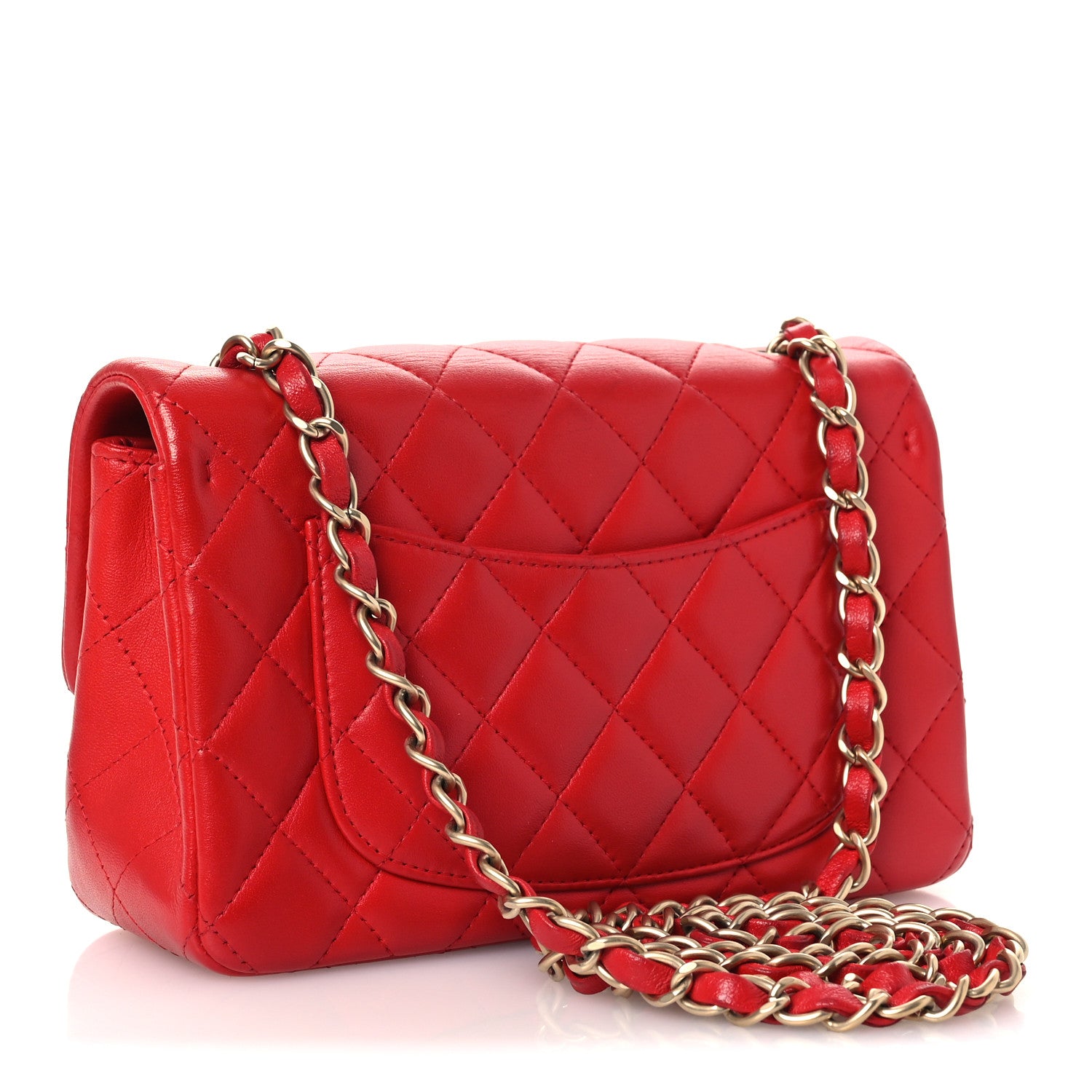 Chanel Lambskin Quilted Mini Rectangular Flap Red 3 of 14