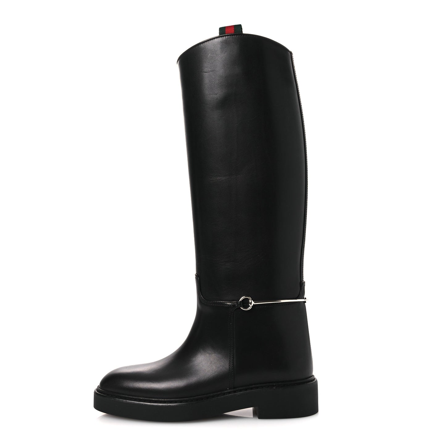 Shiny Calfskin Michelangelo Slim Horsebit Riding Boots 36 Black