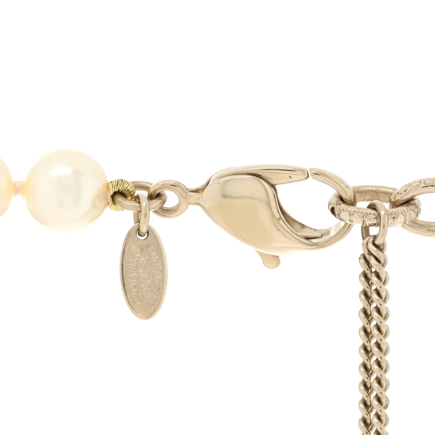 Pearl Camellia CC Long Necklace Gold