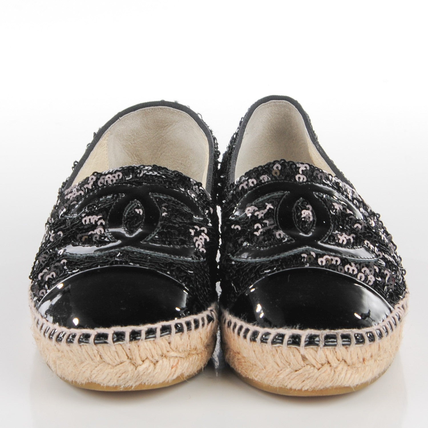 Chanel Patent Sequin CC Espadrilles 36 Black 2 of 7