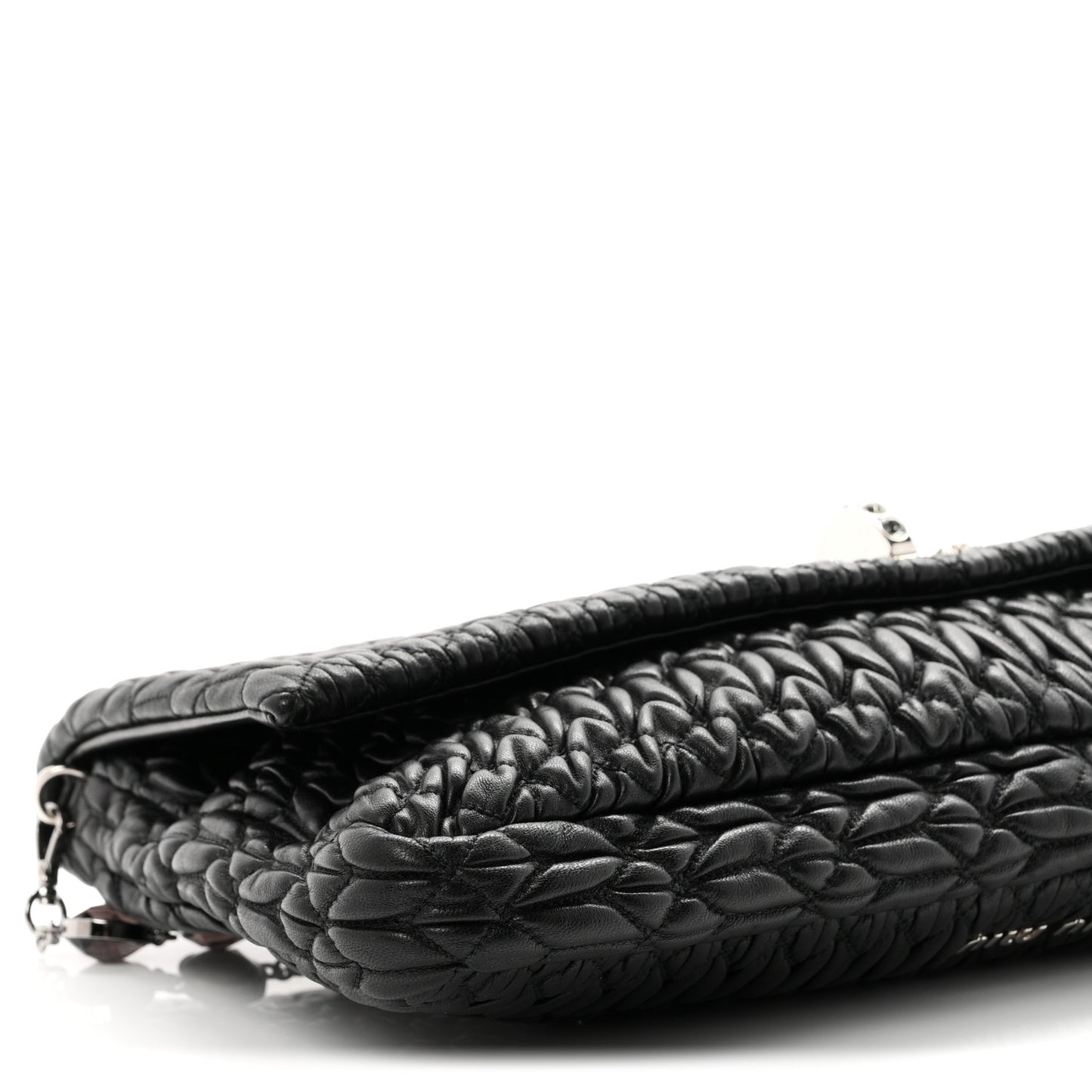 Nappa Matelasse Crystal Flap Clutch Black