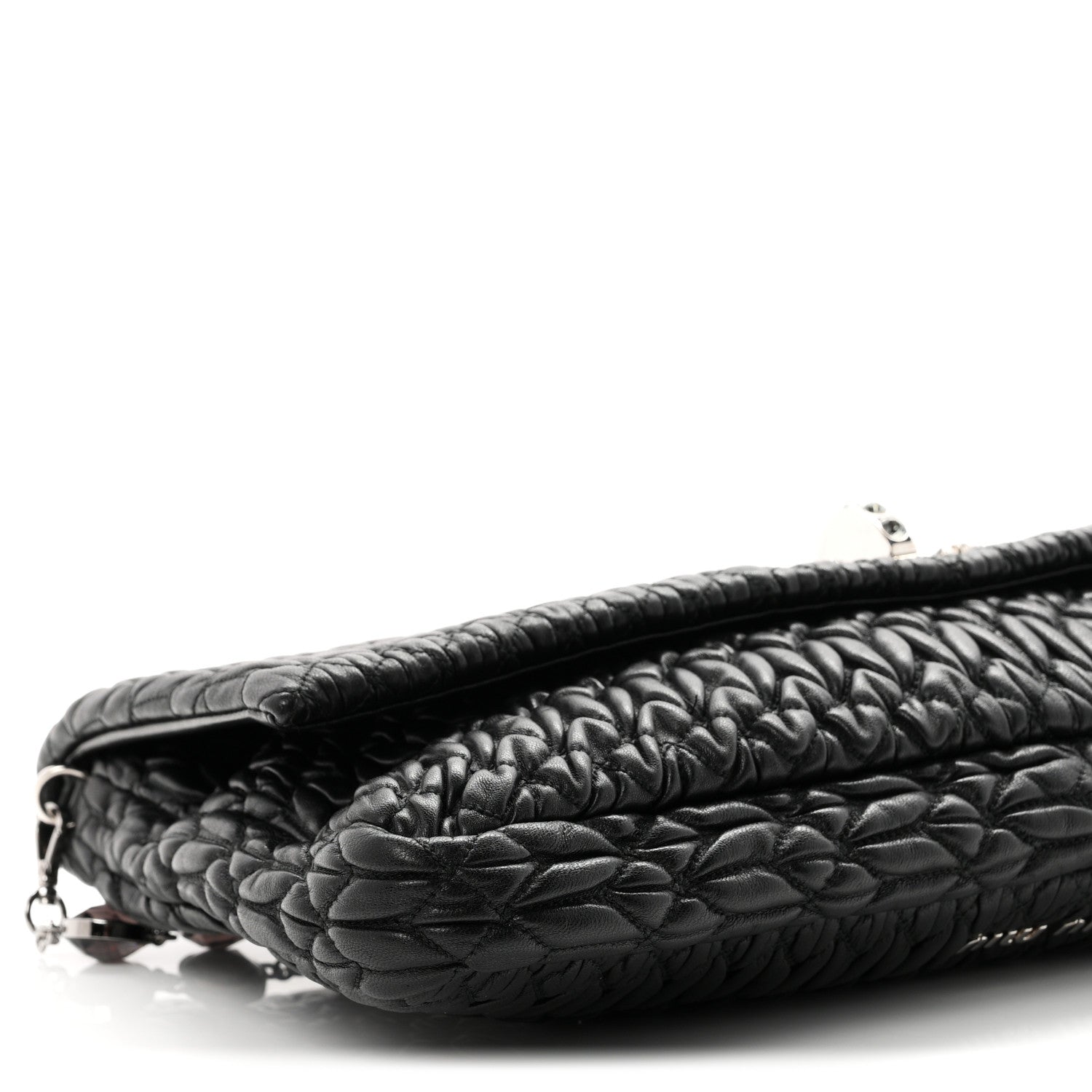 Miu Miu Nappa Matelasse Crystal Flap Clutch Black 10 of 11