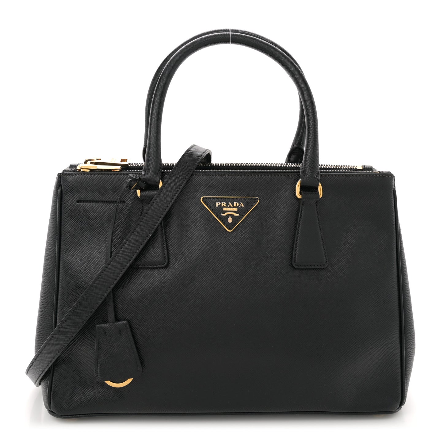 Saffiano Small Galleria Double Zip Tote Black