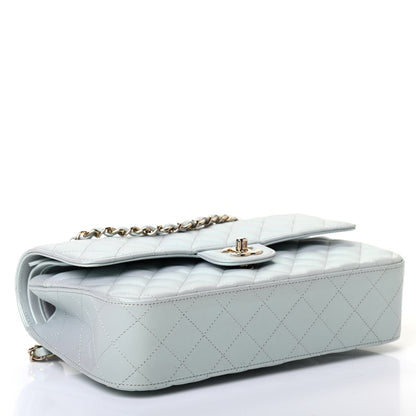 Chanel Iridescent Lambskin Quilted Medium Double Flap Light Blue 3 of 4