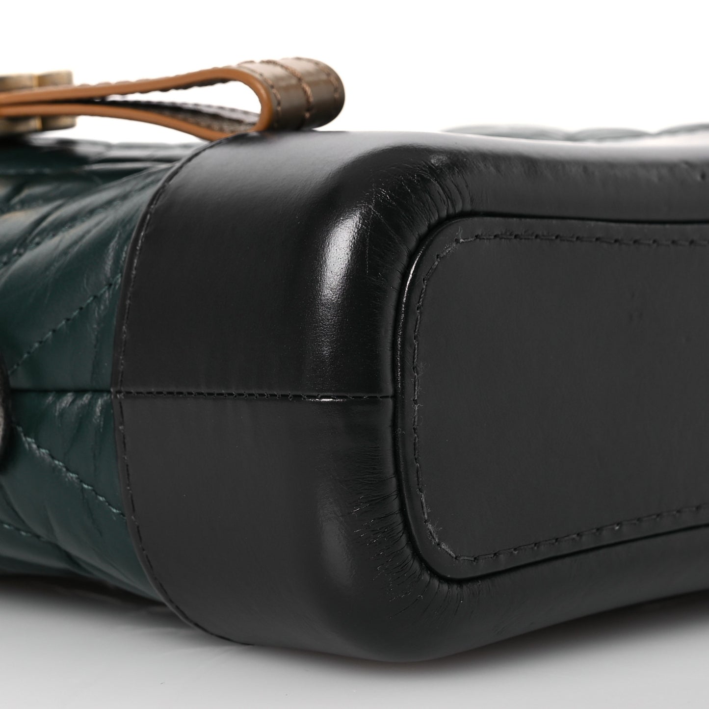 Aged Calfskin Chevron Quilted Small Gabrielle Hobo Green Navy Blue