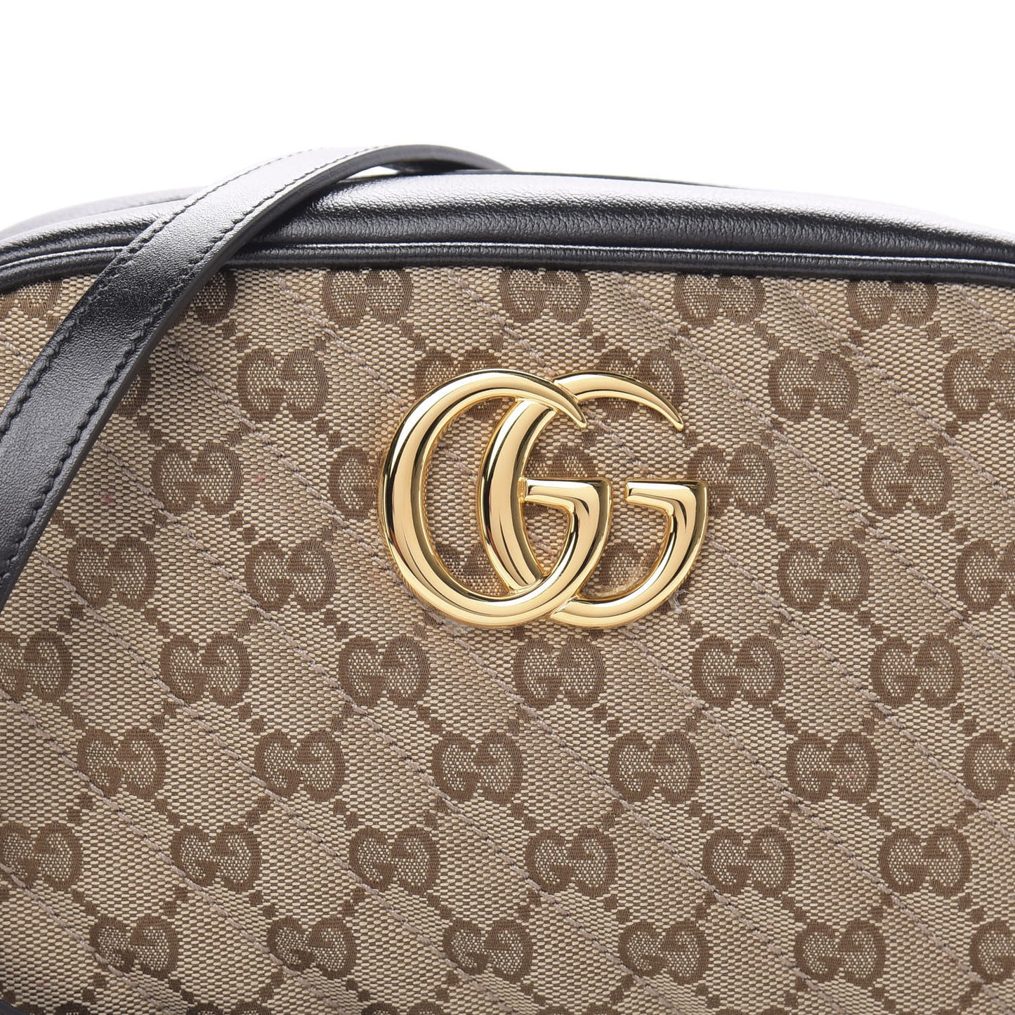 Monogram Matelasse Diagonal Small GG Marmont Chain Shoulder Bag Beige Black