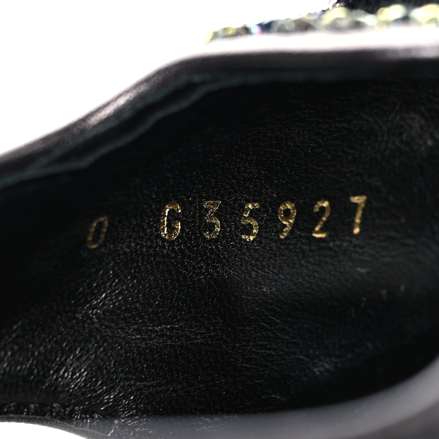 Grained Calfskin Crystal Velcro Dad Sandals 36.5 Black Multicolor