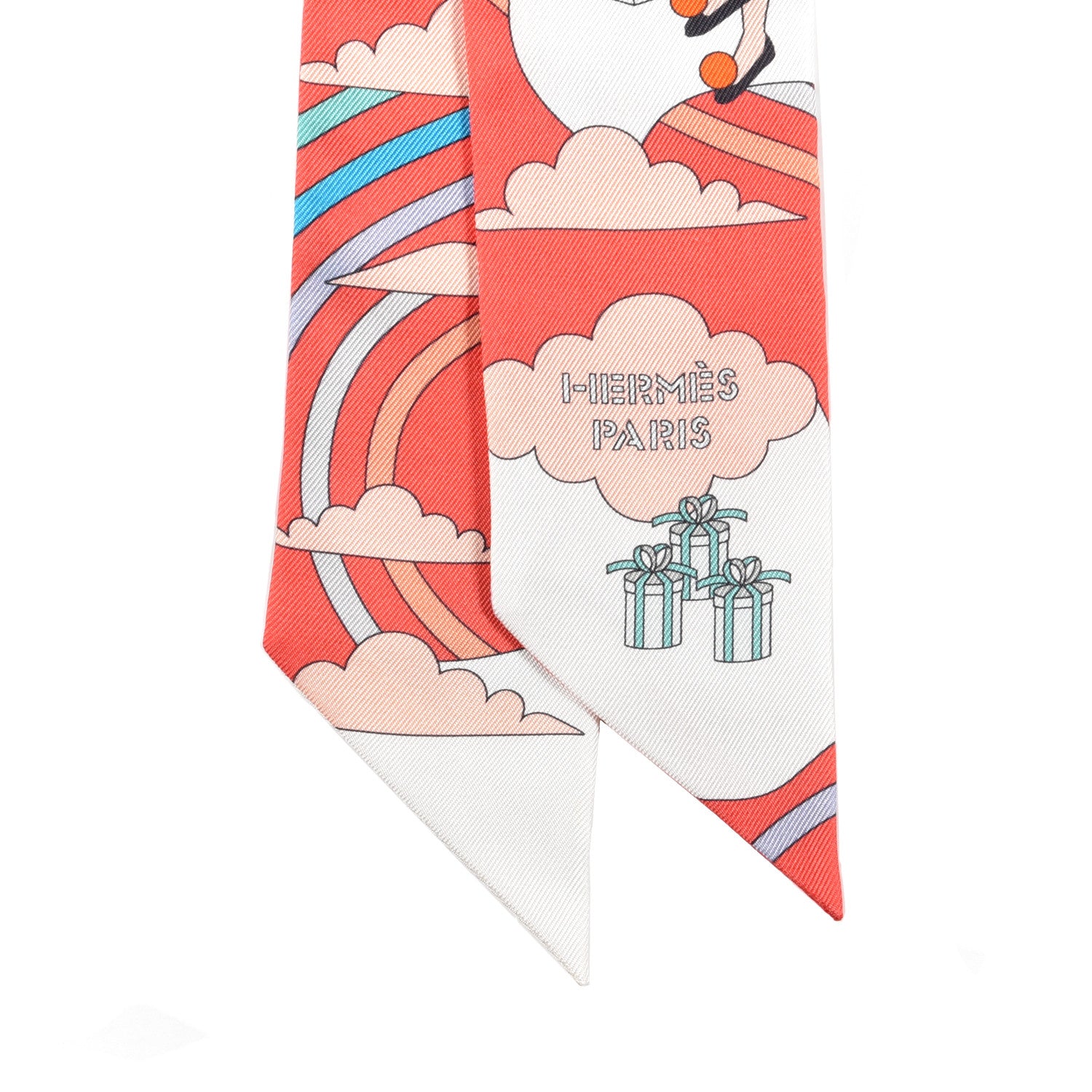 Hermes Silk Carres Volants Twilly Grenadine White Bleu 2 of 4