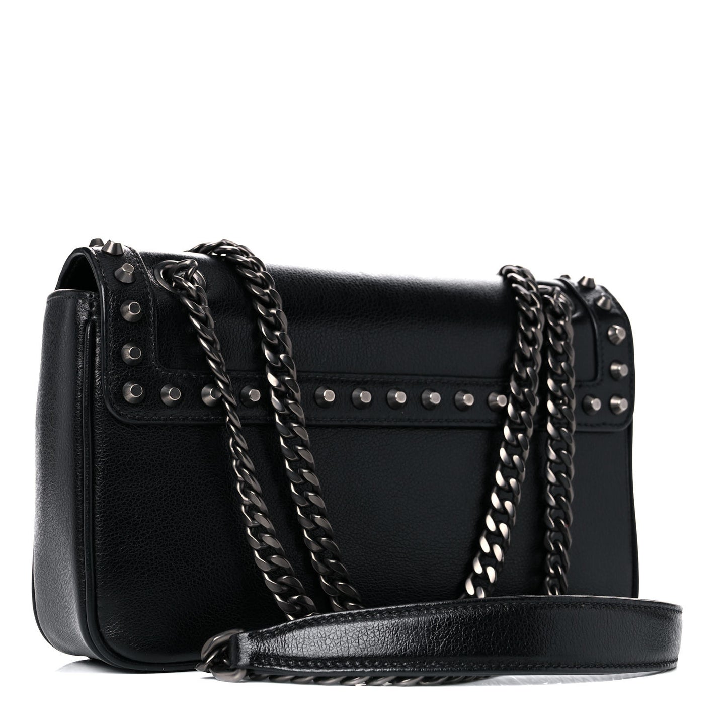 Glace Calfskin Studded Crossbody Black