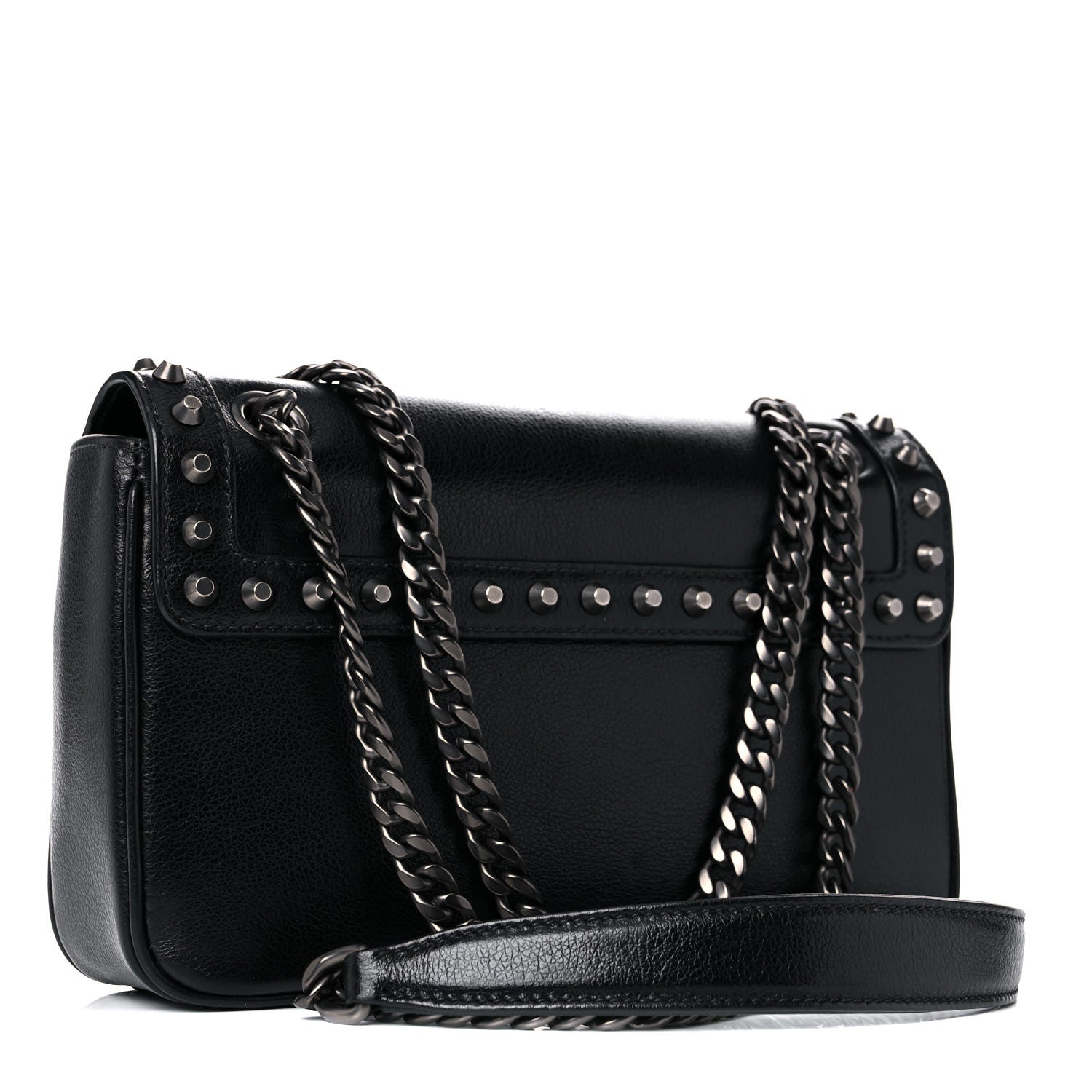 Prada Glace Calfskin Studded Crossbody Black 3 of 18