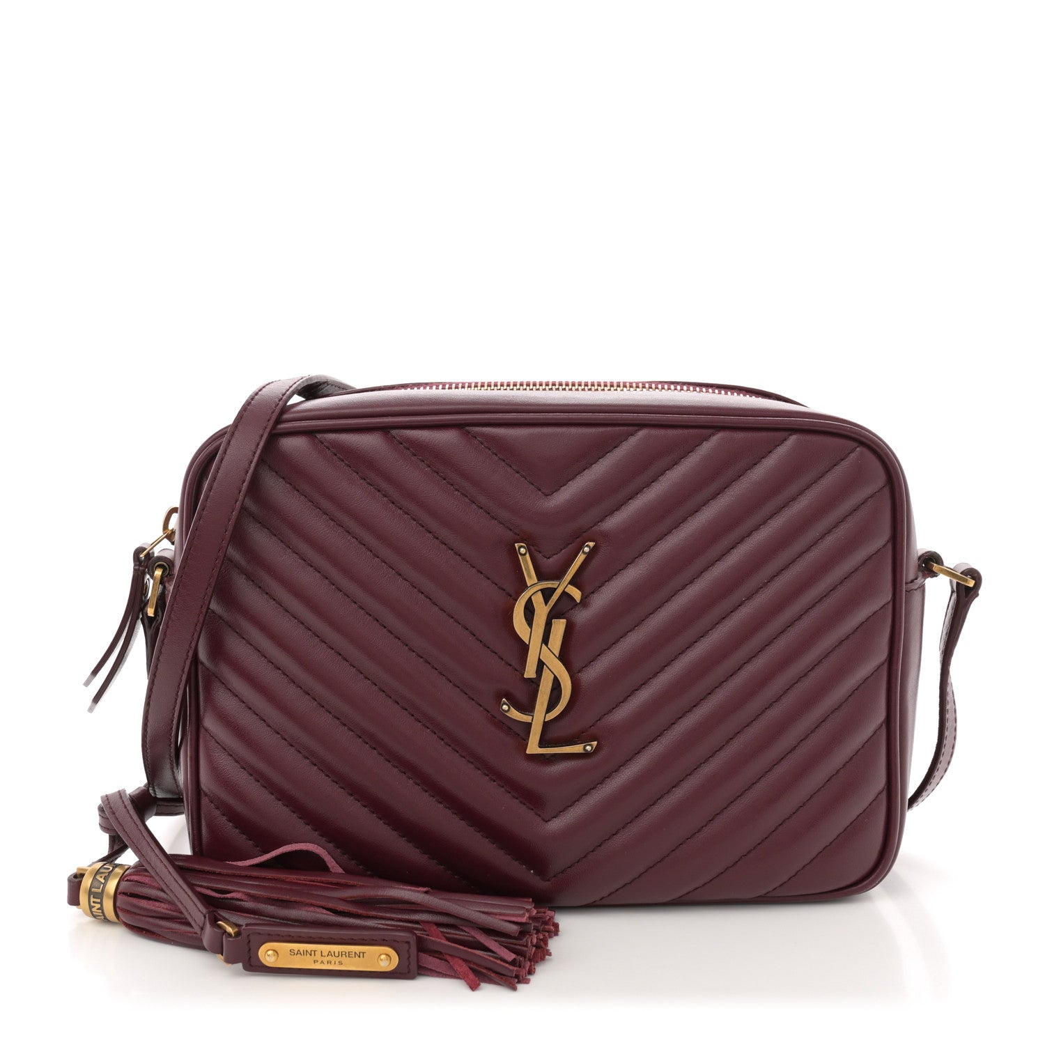 Saint Laurent Calfskin Matelasse Monogram Lou Camera Bag Dark Legion Red 1 of 11