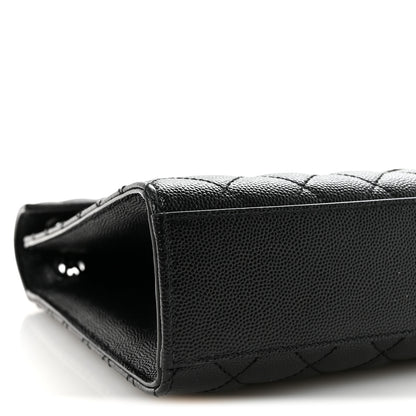 Saint Laurent Grain De Poudre Textured Mixed Matelasse Large Triquilt Monogram Monochrome Satchel Black 9 of 10