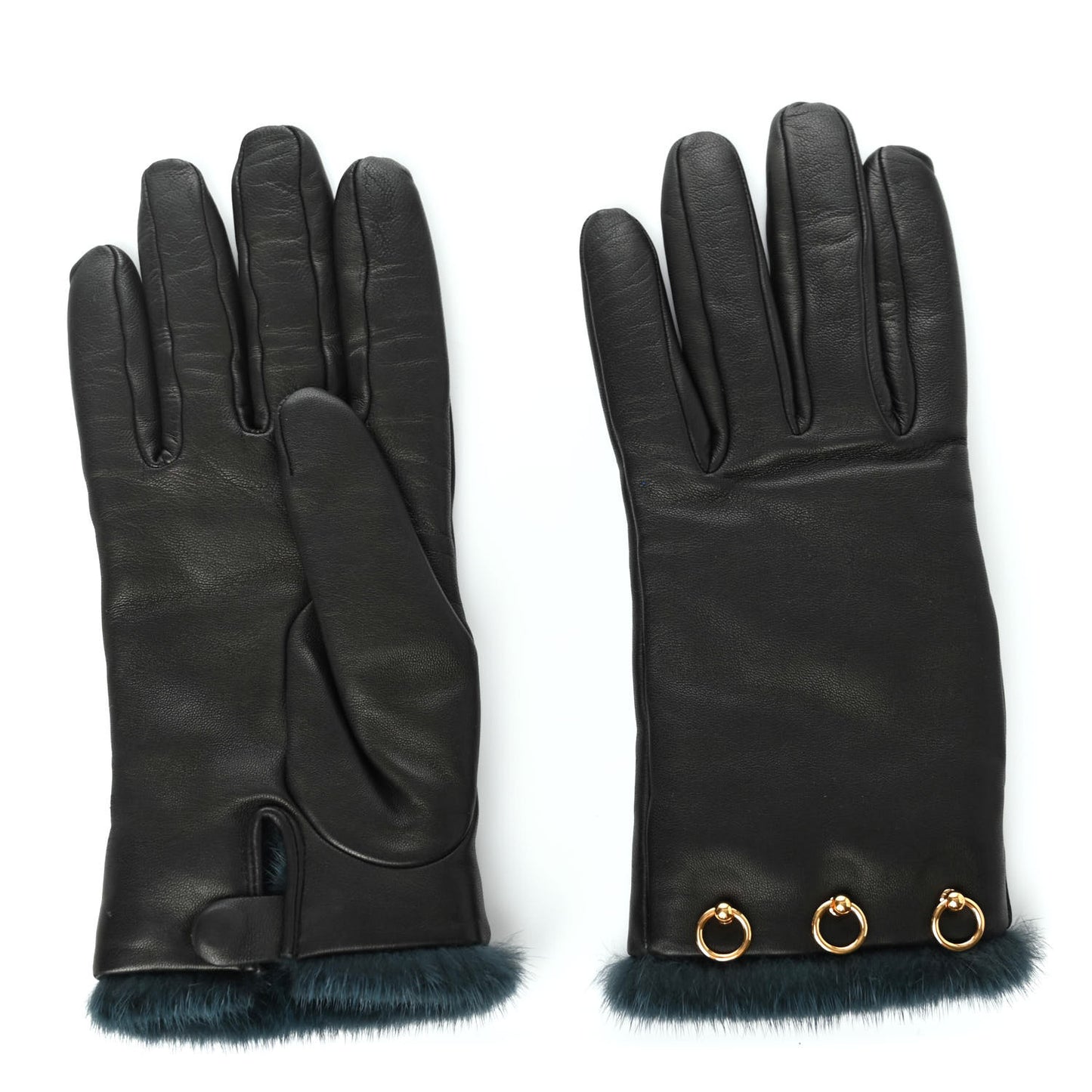 Lambskin Mink Gloves 8 Black