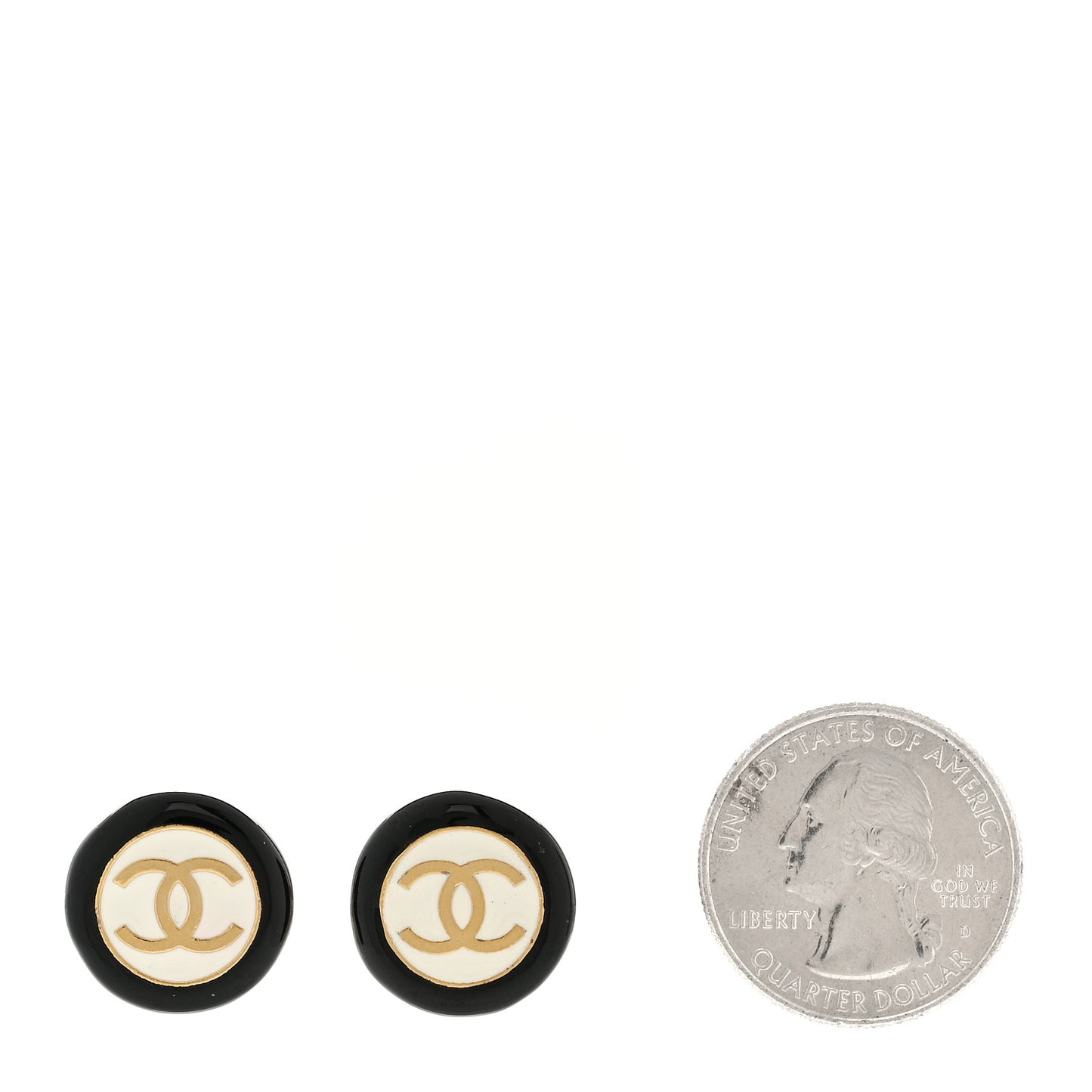 Enamel CC Clip On Earrings Black White