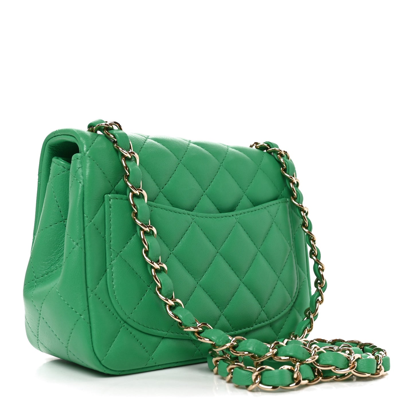 Lambskin Quilted Mini Square Flap Green
