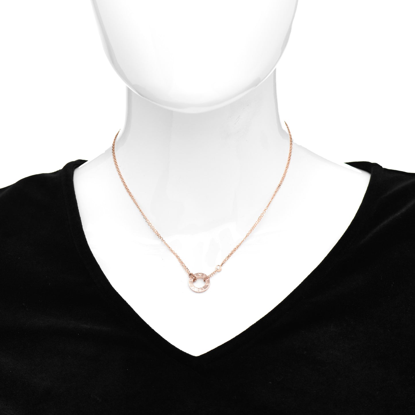 18K Pink Gold 2 Diamond LOVE Necklace