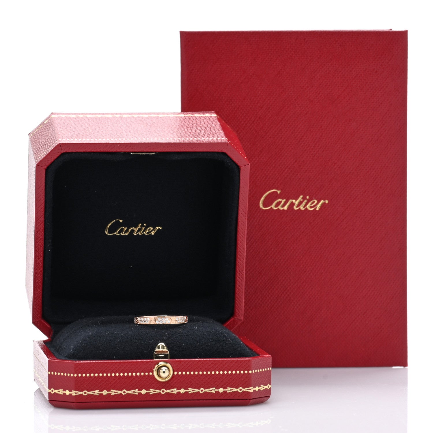 Cartier 18K Pink Gold Diamond 2.6mm LOVE Paved Band Ring 50 5.25 5 of 5