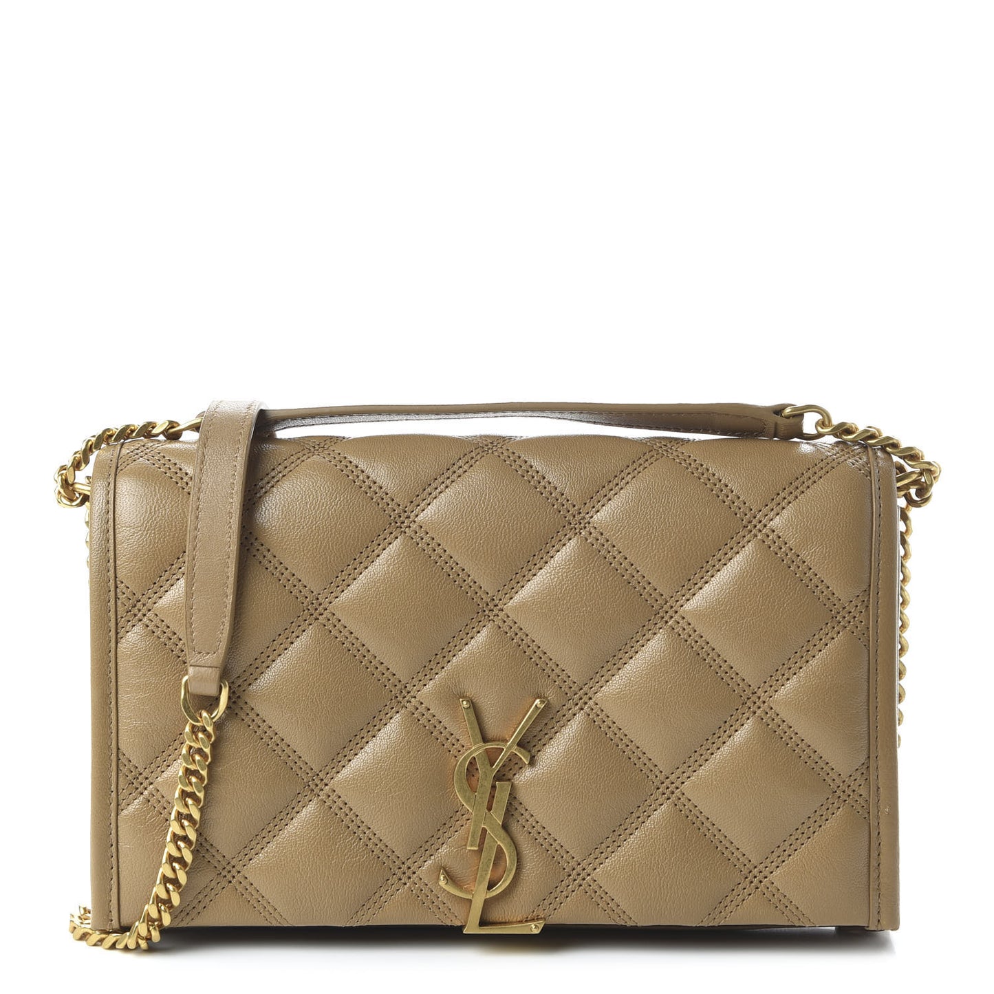 Lambskin Diamond Quilted Becky Chain Wallet Gold Sand