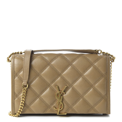Saint Laurent Lambskin Diamond Quilted Becky Chain Wallet Gold Sand 1 of 10