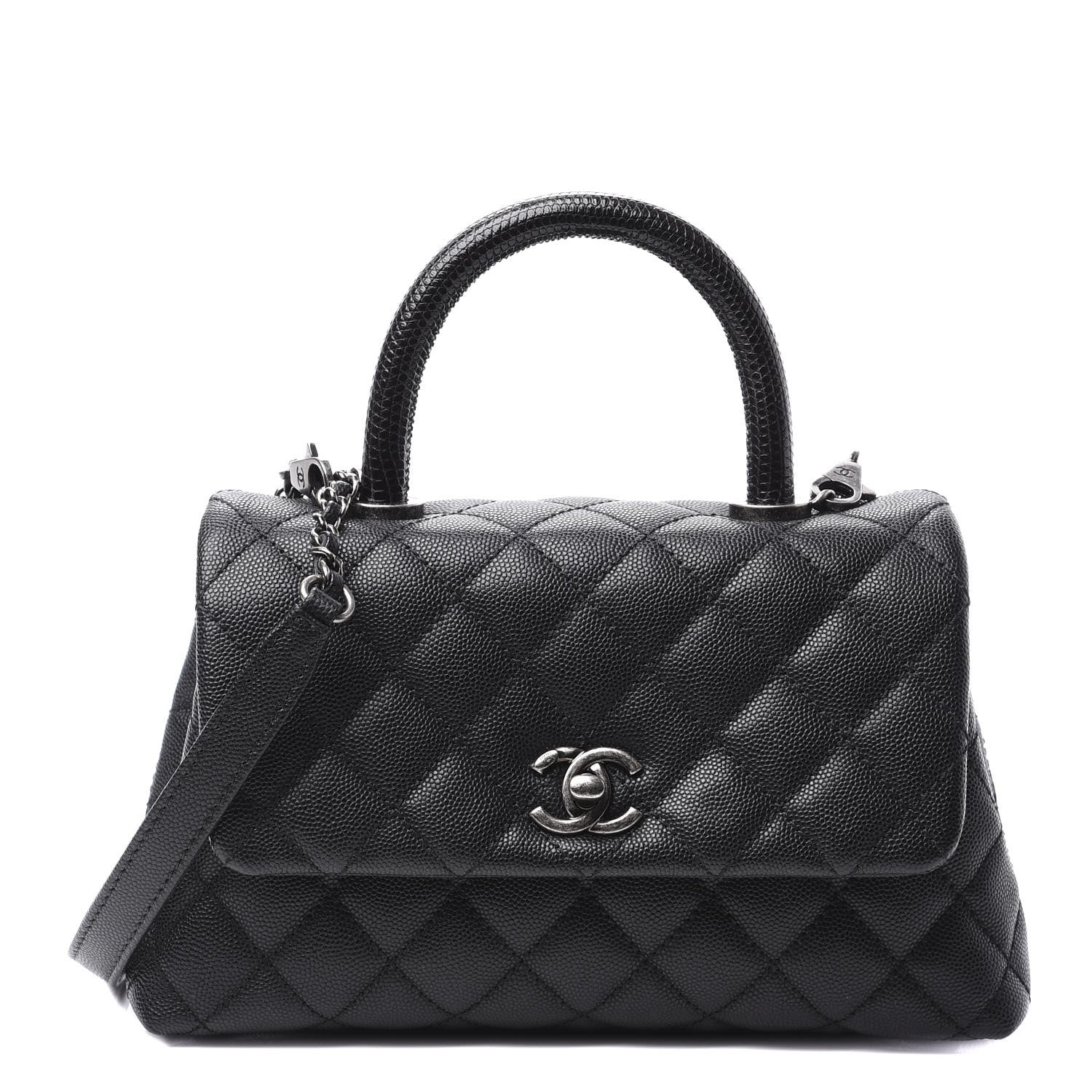 Chanel Caviar Lizard Quilted Mini Coco Handle Flap Black 1 of 9