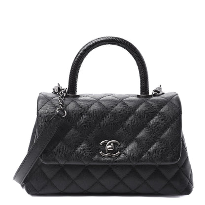 Chanel Caviar Lizard Quilted Mini Coco Handle Flap Black 1 of 9