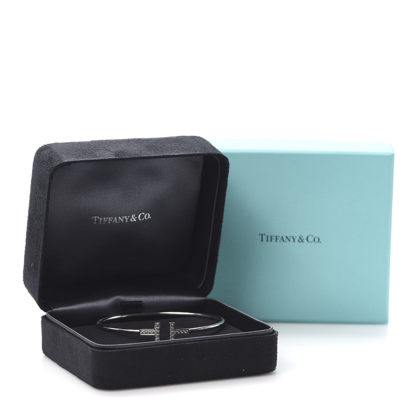 18K White Gold Diamond T Wire Bracelet