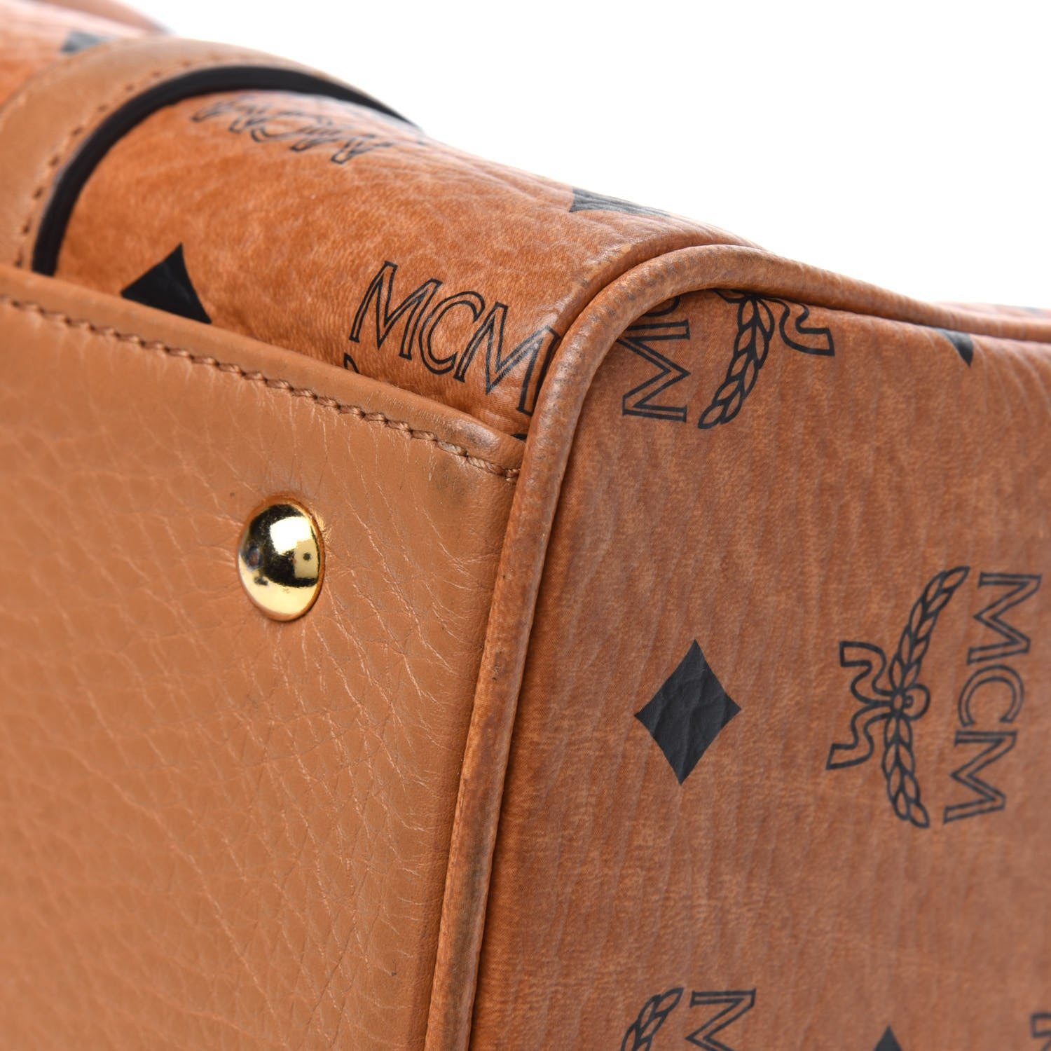 MCM Visetos Dog Bone Boston Bag Cognac 14 of 27