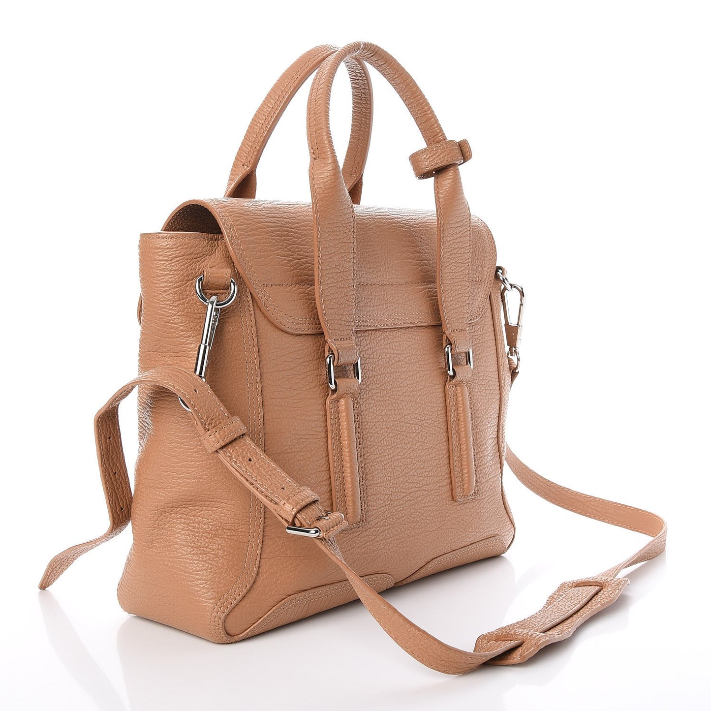 3.1 Textured Calfskin Large Pashli Satchel Bag Tan