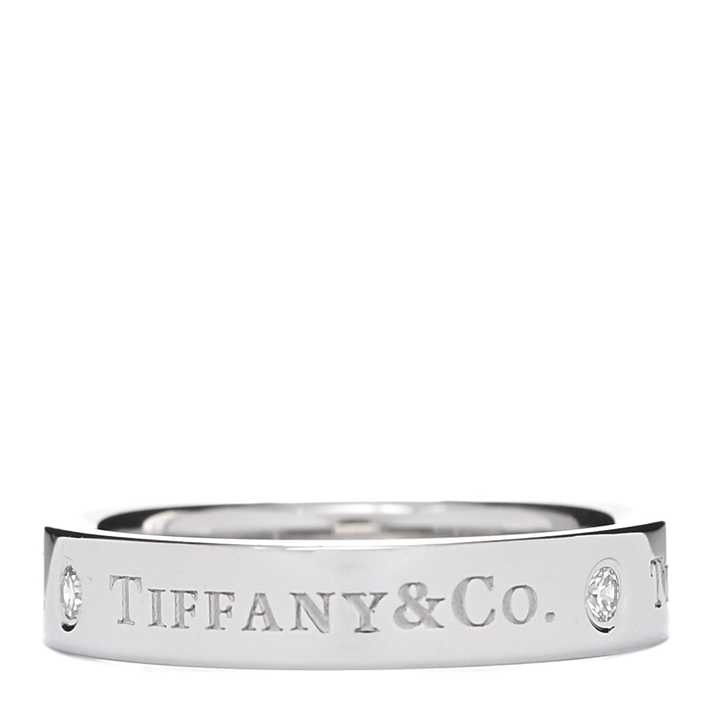 Platinum Diamond Logo Band Ring 51 5.75