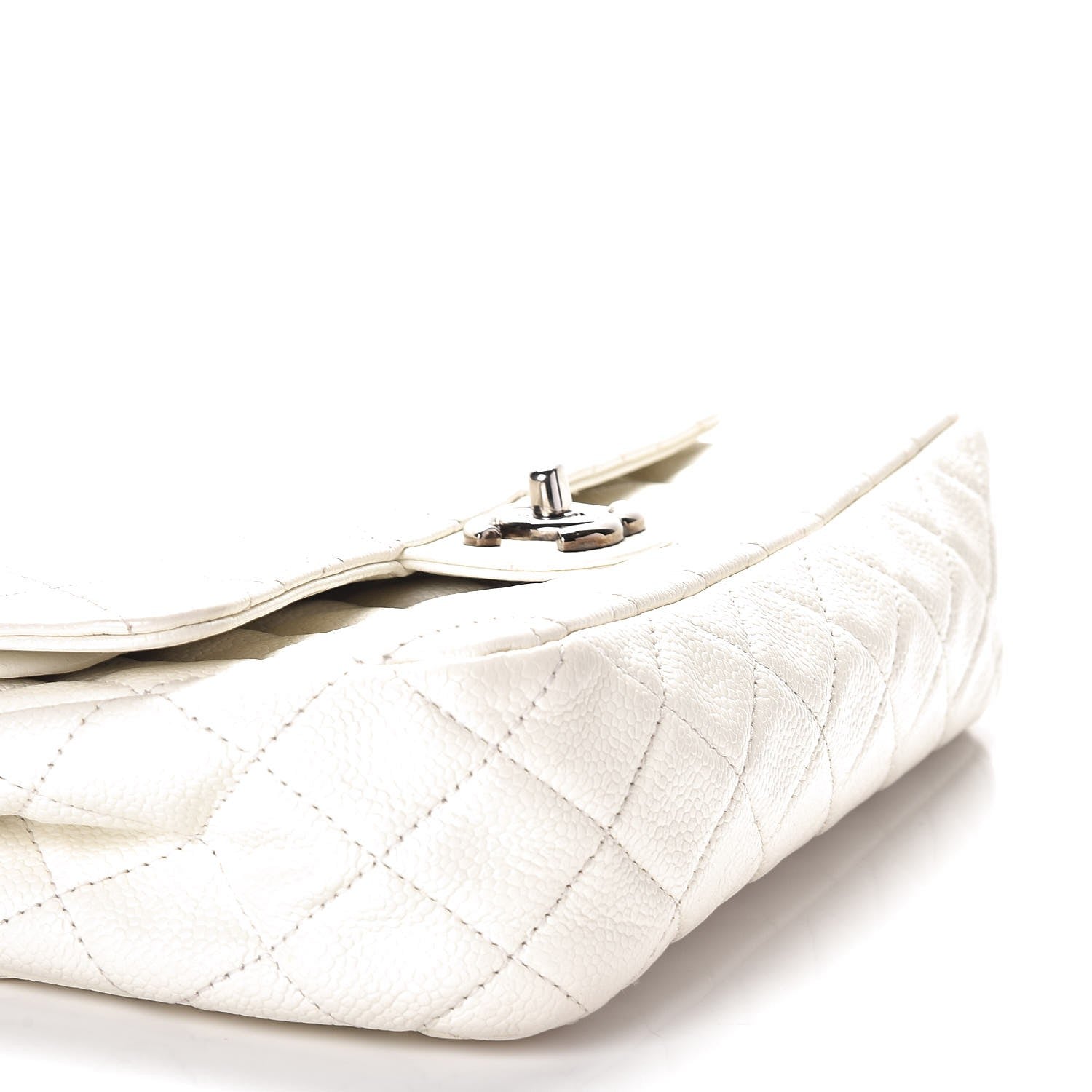 Chanel Washed Caviar Quilted Medium Double Flap White 8 of 9