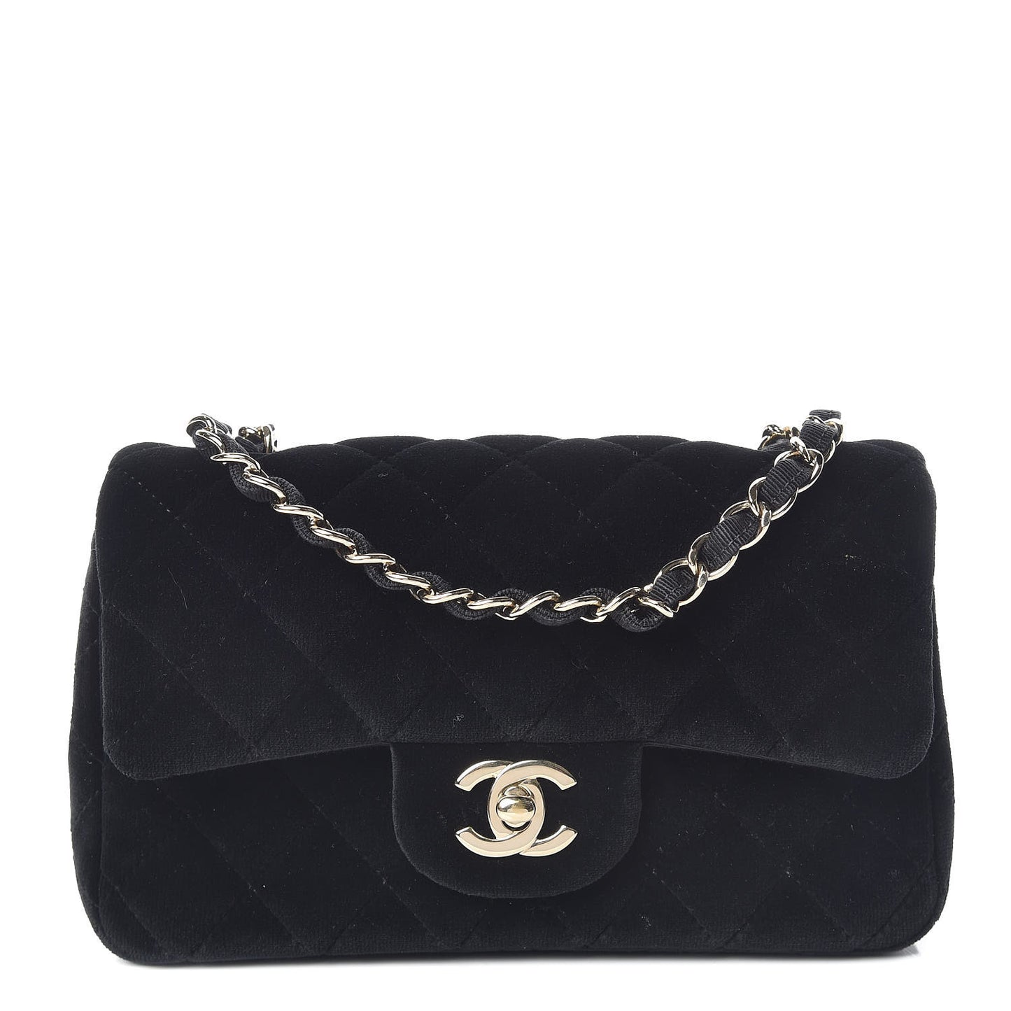 Velvet Quilted Mini Rectangular Flap Black