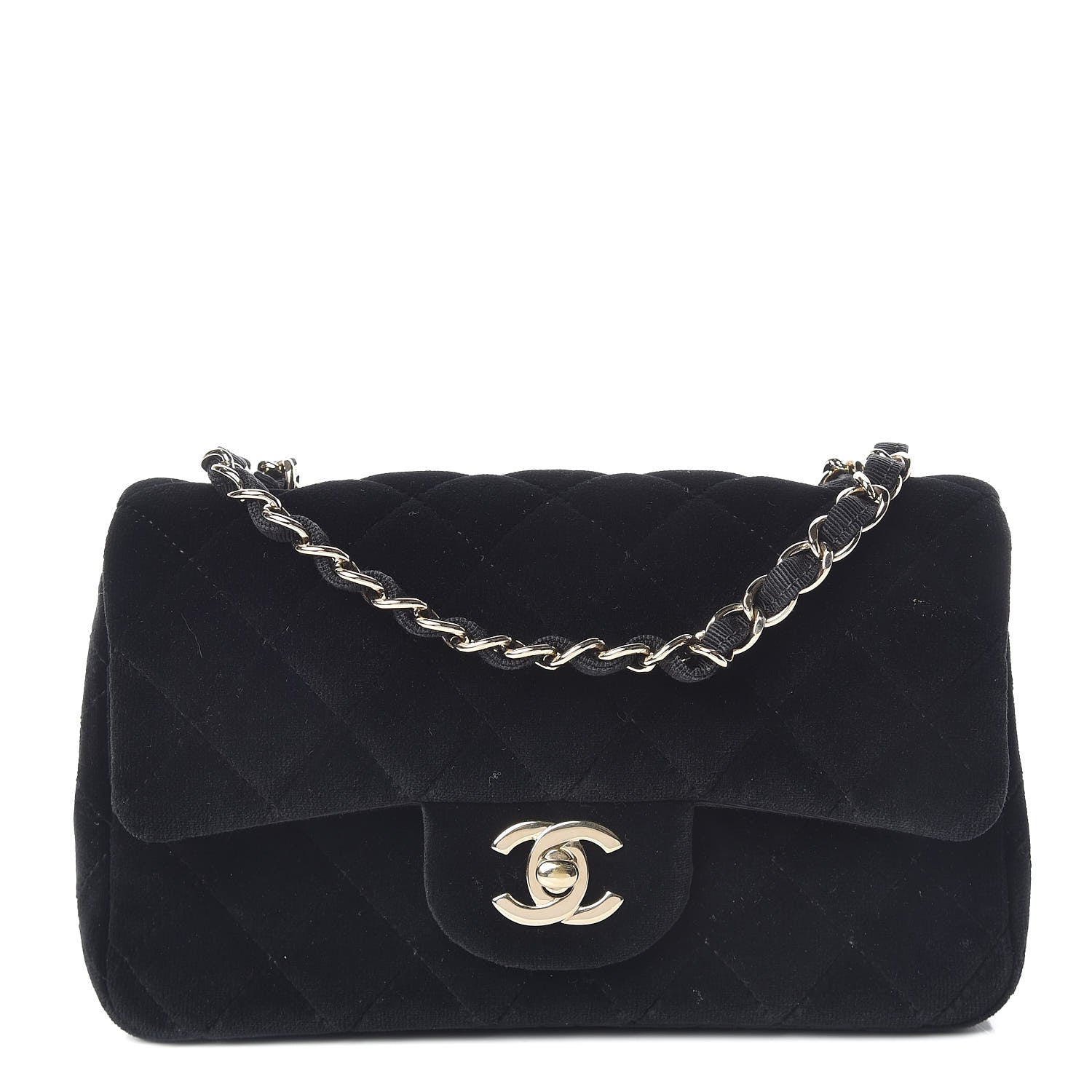 Chanel Velvet Quilted Mini Rectangular Flap Black 1 of 11
