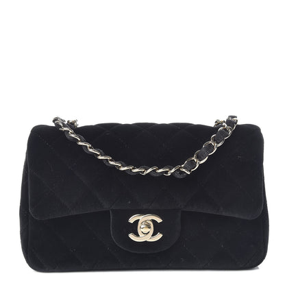 Chanel Velvet Quilted Mini Rectangular Flap Black 1 of 11